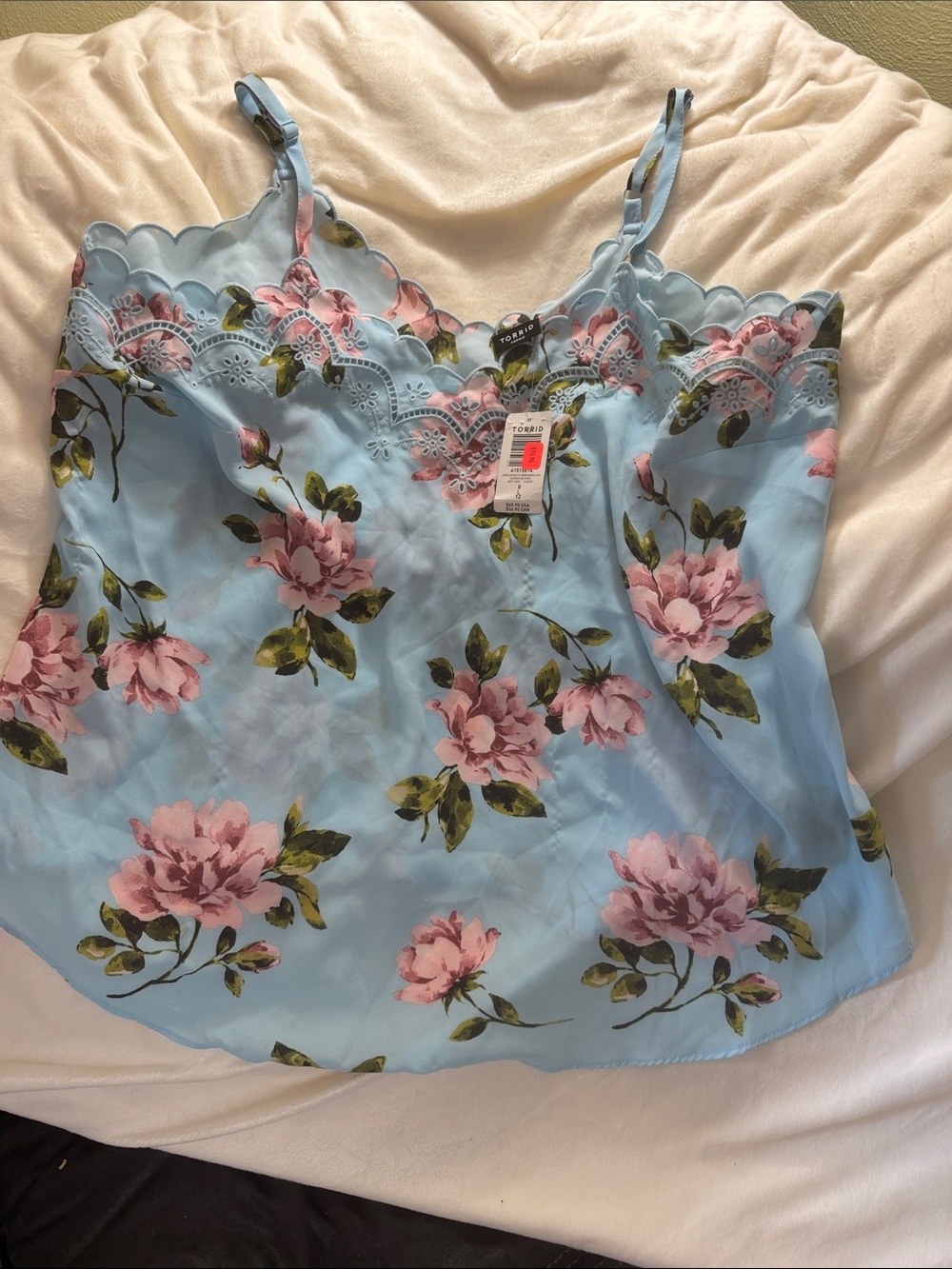 torrid Light Blue Floral Lace-Trim Cami